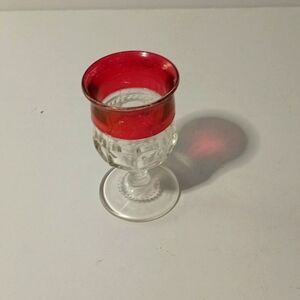 Vintage Kings Crown Ruby Cranberry Thumbprint 3.75" Cordial/Liqueur Glass Goblet